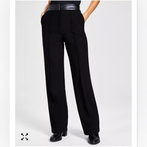 Calvin Klein Black Straight Leg Pant, Trouser, Slack leather band @ Waist 2